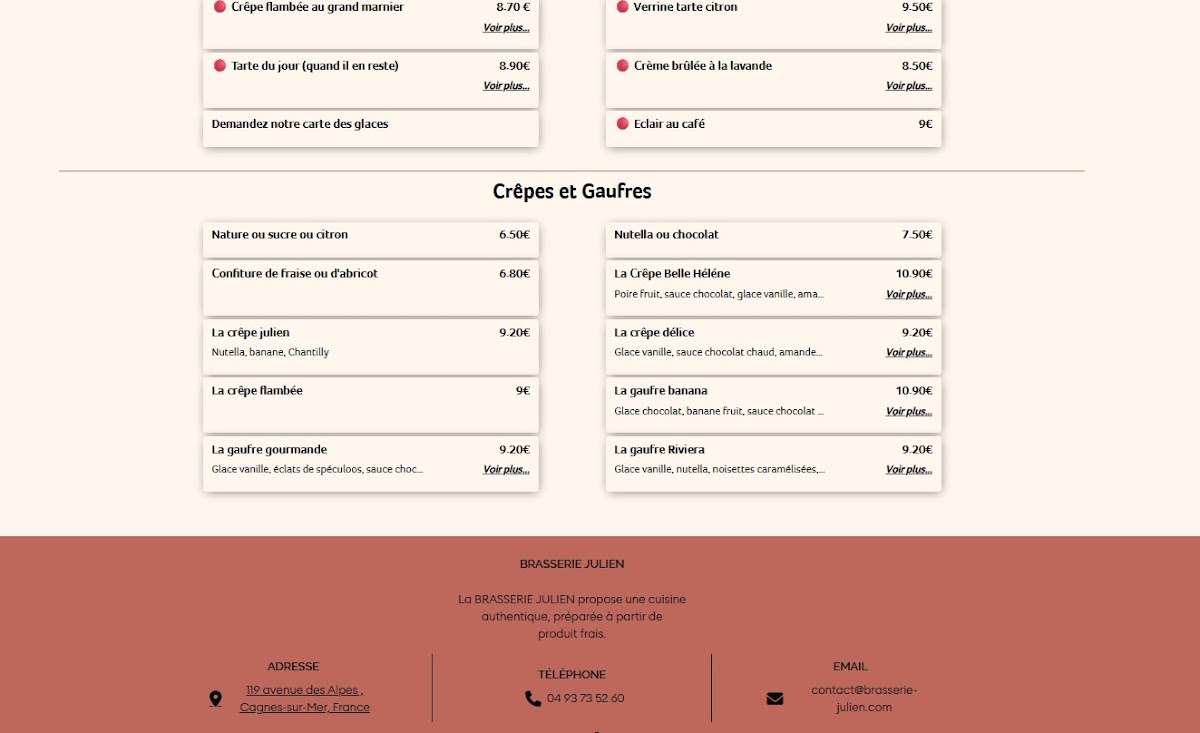 Menu Brasserie Julien Shopping Promenade Riviera-1