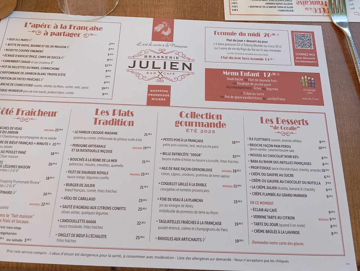 Menu Brasserie Julien Shopping Promenade Riviera-8