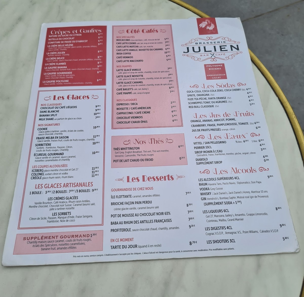 Menu Brasserie Julien Shopping Promenade Riviera-9